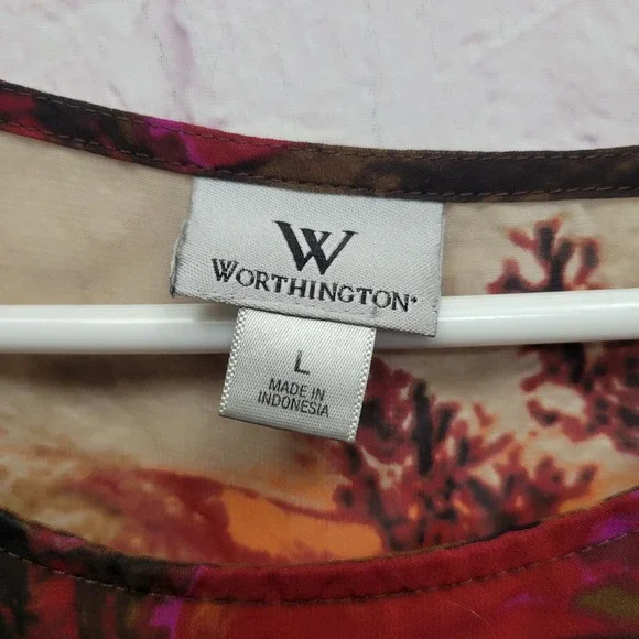 Worthington Sheer Nature Scene Blouse Size L Witchy Forest Dark Fairy Whimsigoth - Picture 5 of 9